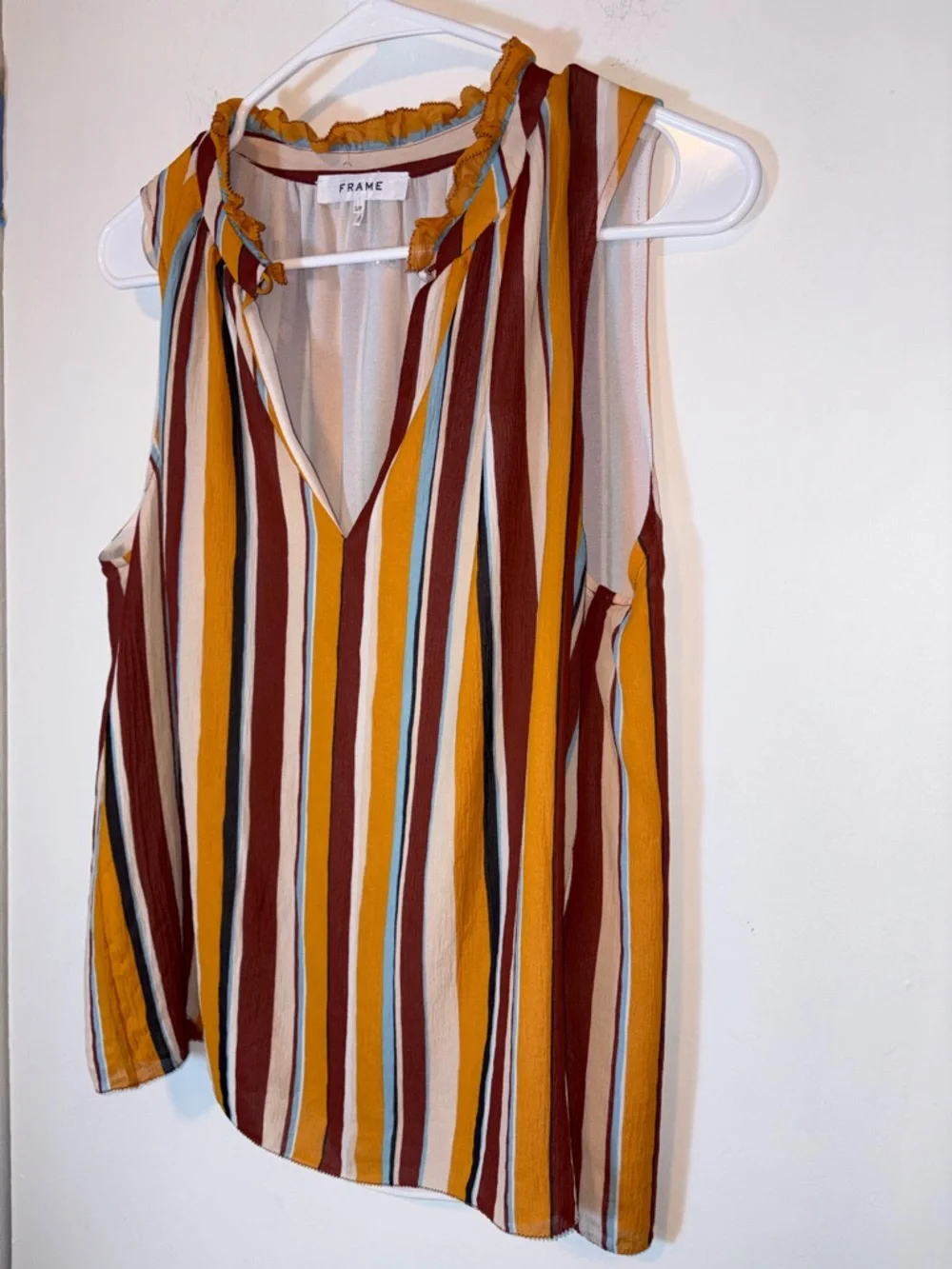 Frame Silk Striped Sleeveless Top Sunrise Multicolor Size S Flowy Lightweight - Picture 3 of 8